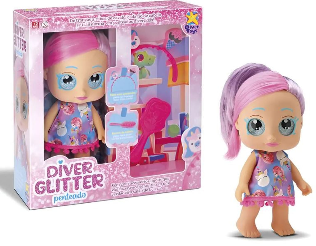 BONECA MY LITTLE GLITTER - PENTEADOS DIVERTIDOS - DIVERTOYS
