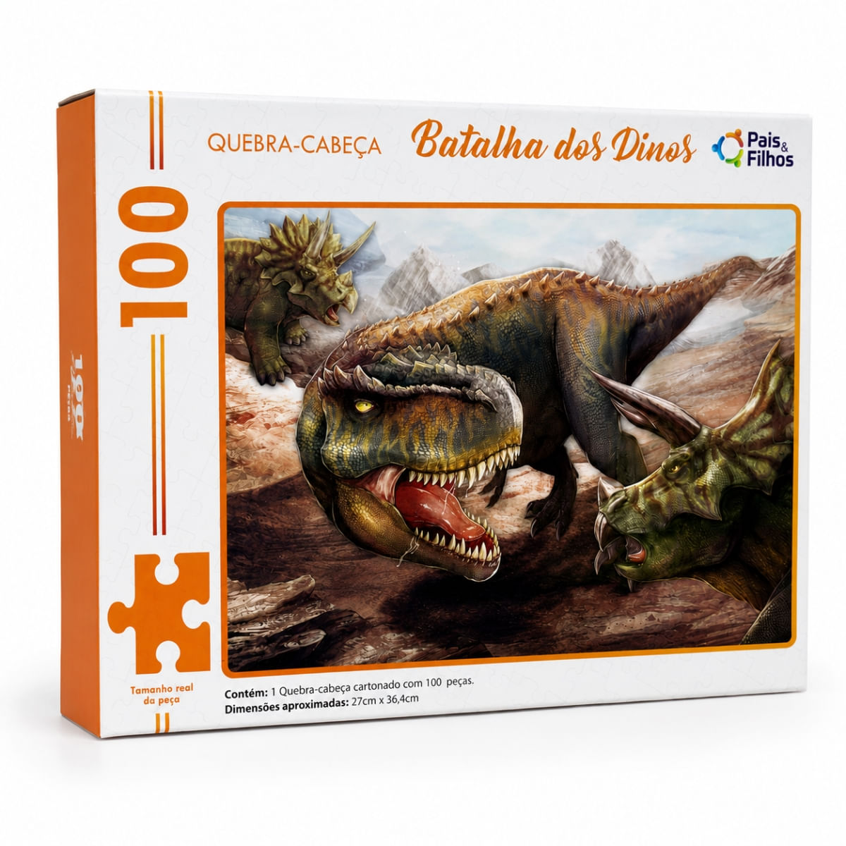 Quebra-Cabeça Batalha dos Dinos Dinossauros 100 Pçs - Pais & Filhos