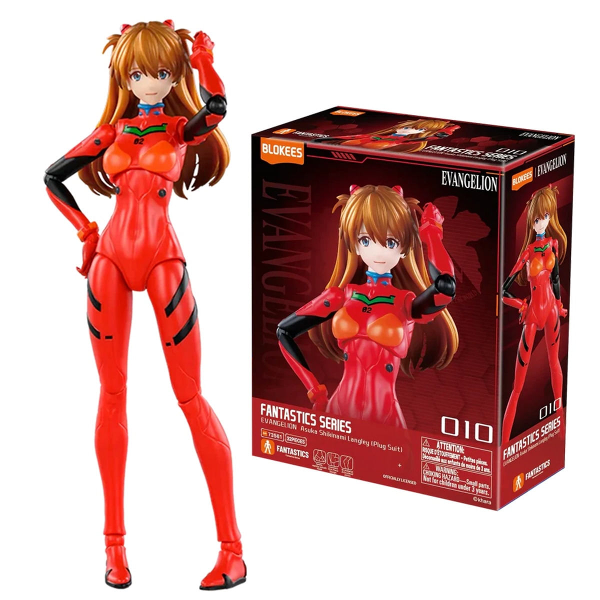 Evangelion Asuka Langley Plug Suit Blokees Model Kit Articulado 32 Peças Fantastics Series