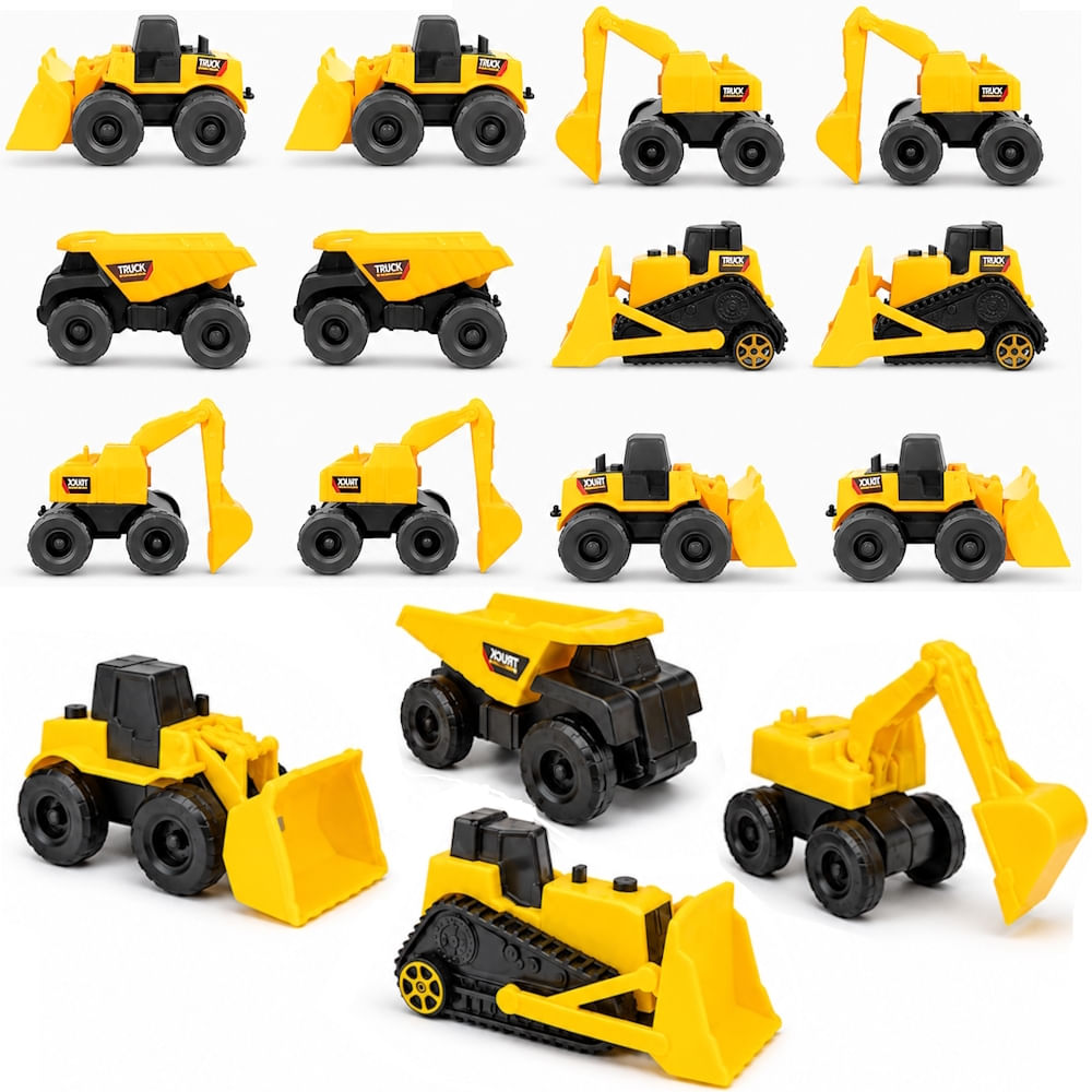 16 Carros Trator Caminhão p/ Topo de Bolo Lembrancinha Festa Brinde Sacola Surpresa