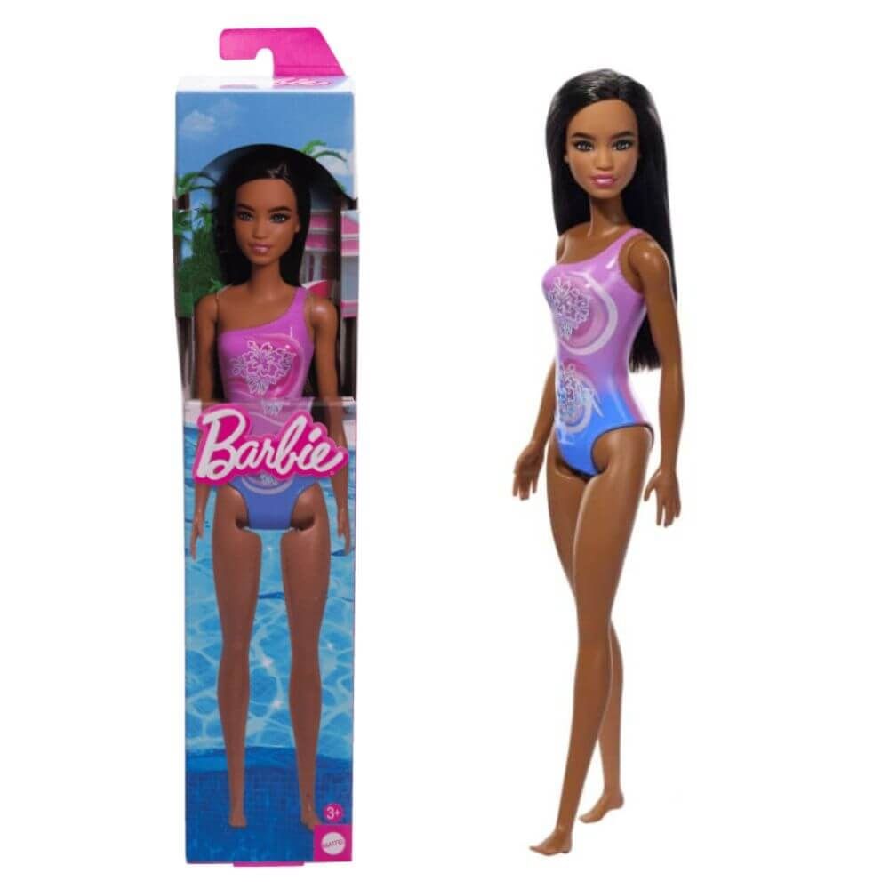 Boneca Barbie Moda Praia - Negra Maiô Roxo - Mattel DWJ99/HXX49