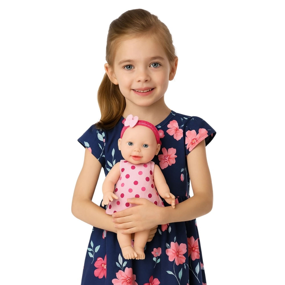 Boneca Bebê Rosa 30Cm Vinil Divertoys