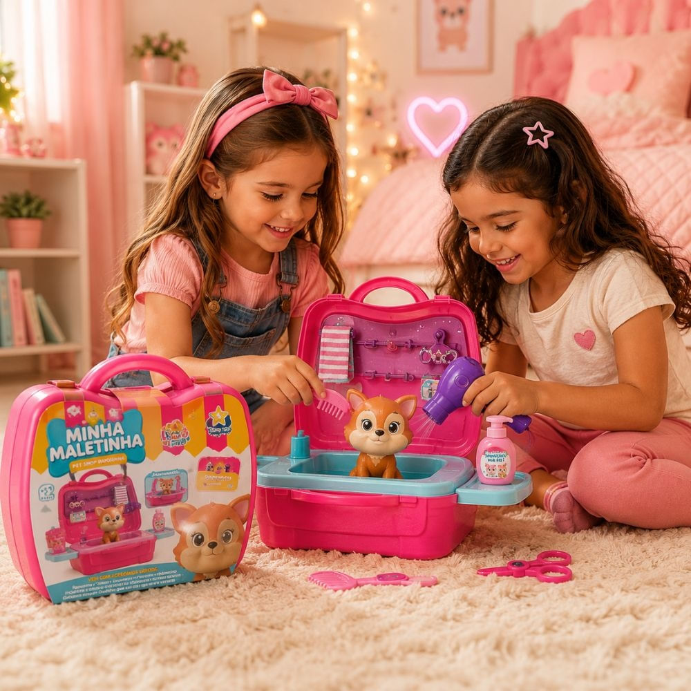 Kit Faz de Conta Minha Maletinha Pet Shop Raposinha Diver Toys