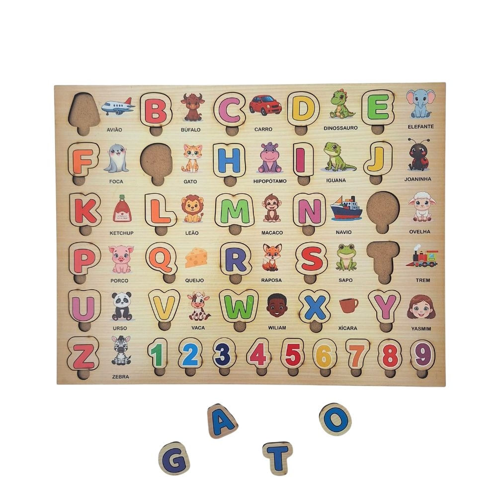 QUEBRA CABEÇA ALFABETO ILUSTRADO E NUMERAIS BRINQUE E LEIA