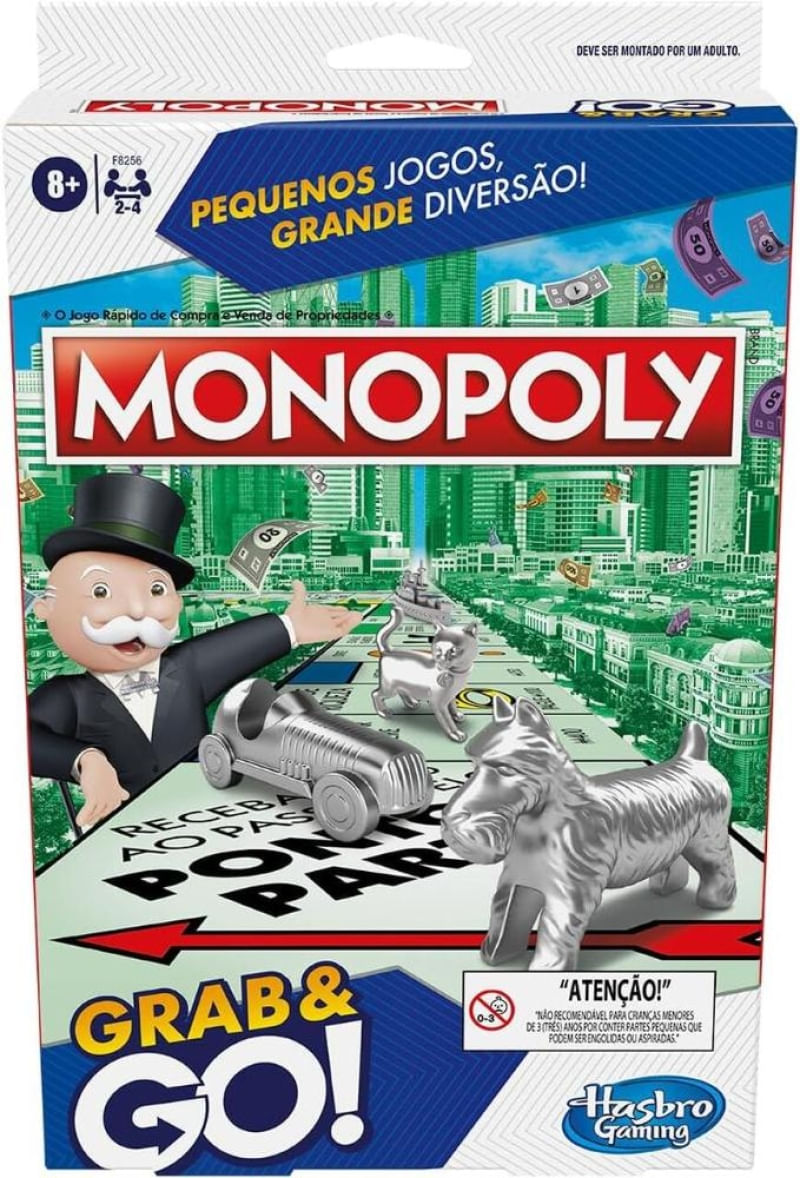 Jogo De Mesa Portátil Monopoly Grab And Go Hasbro - F8256