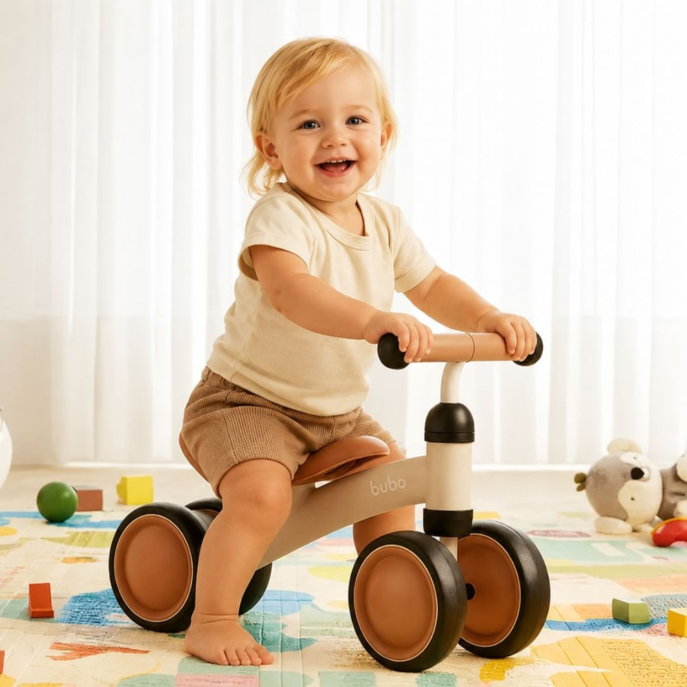 Bicicleta de Equilíbrio 4 Rodas Bege Buba