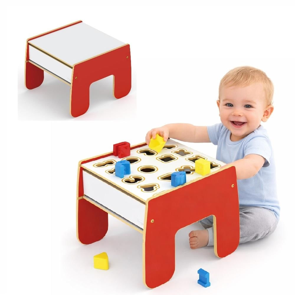 MESINHA ATIVIDADES 2 EM 1 MADEIRA 16 PECAS LETRAS NUMEROS FORMAS EDUCATIVA INFANTIL