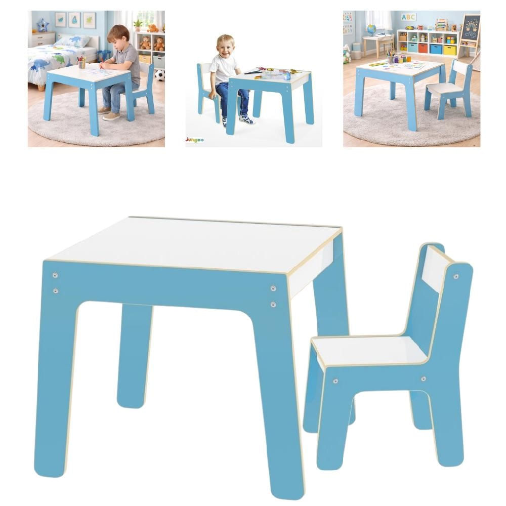 CONJUNTO MESA INFANTIL MADEIRA CADEIRA INFANTIL MESINHA POLTRONA AZUL MDF CRIANCA ESCOLAR CADEIRINHA MULTIUSO MENINOS