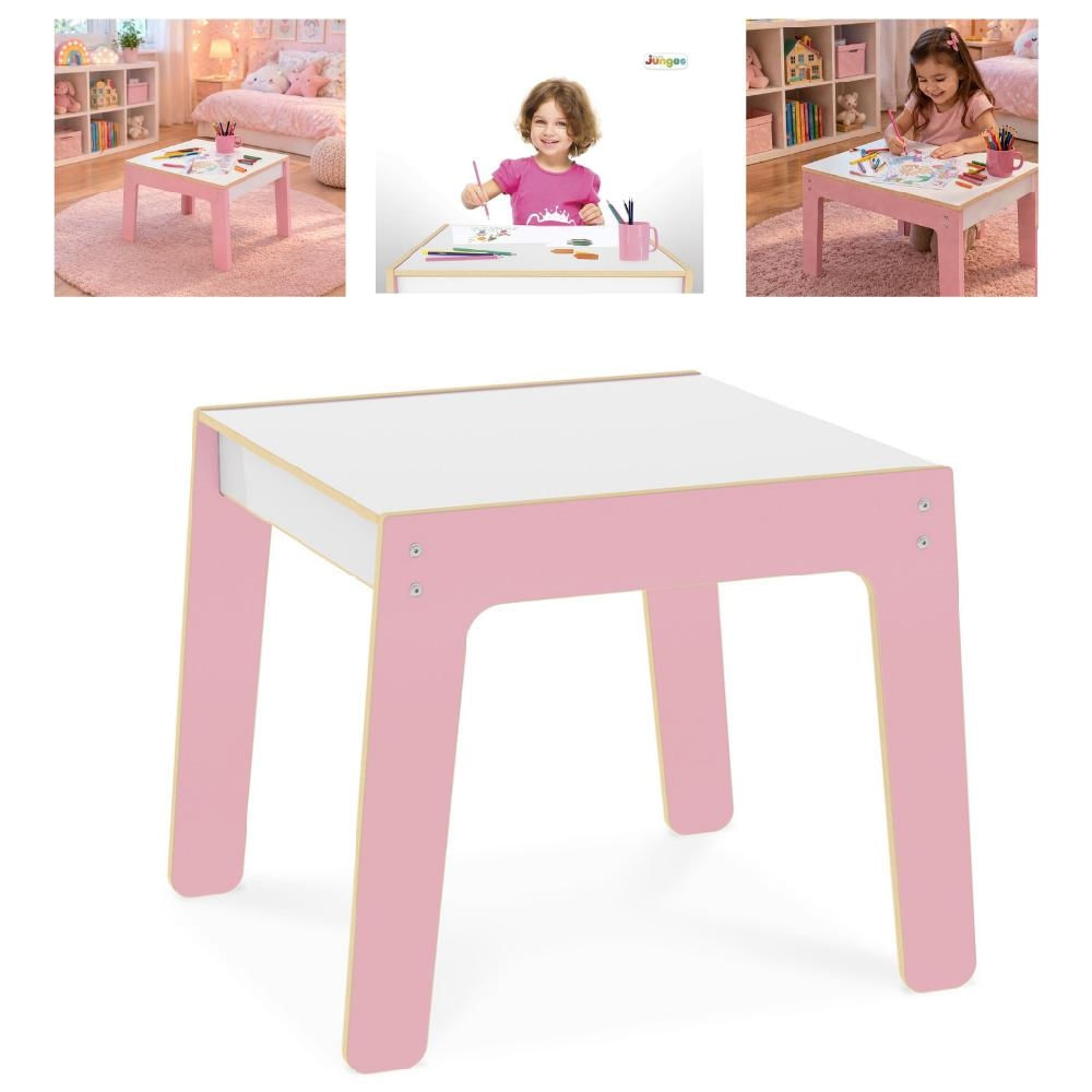MESA INFANTIL MADEIRA ROSA MDF ESCOLAR ESTUDOS BRINQUEDOTECA MULTIUSO MENINA
