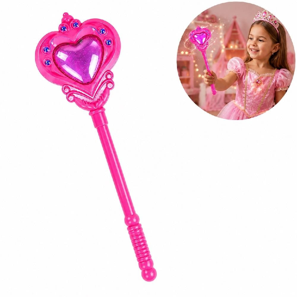 VARINHA MÁGICA INFANTIL MUSICAL COM LUZ E SOM PRINCESA ENCANTADA ROSA PARA FANTASIA