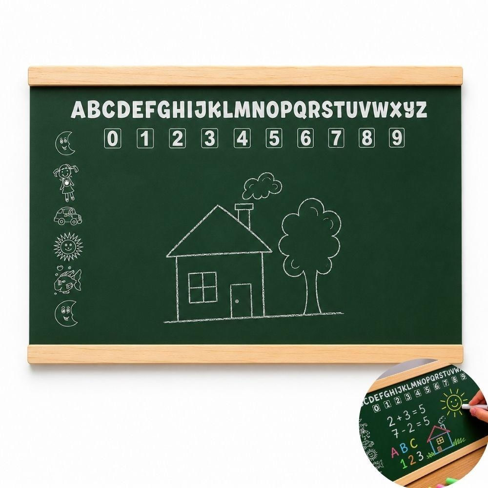 QUADRO LOUSA VERDE MADEIRA INFANTIL EDUCATIVA ESCOLAR RECADOS AVISOS ESTUDOS MESA ESCRITORIO CASA GIZ