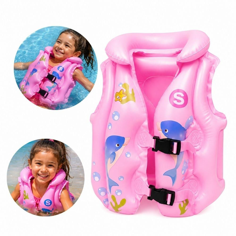 COLETE BOIA INFLÁVEL INFANTIL ROSA AJUSTÁVEL PARA PISCINA PRAIA LAGO FLUTUADOR RECREAÇÃO