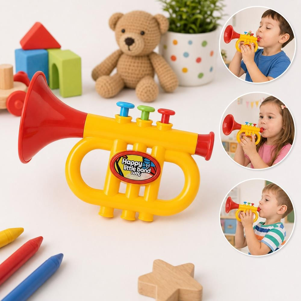 TROMPETE INFANTIL MUSICAL EDUCATIVO BRINQUEDO PARA BEBÊS E CRIANÇAS JAZZ COM FLAUTA E SAXOFONE