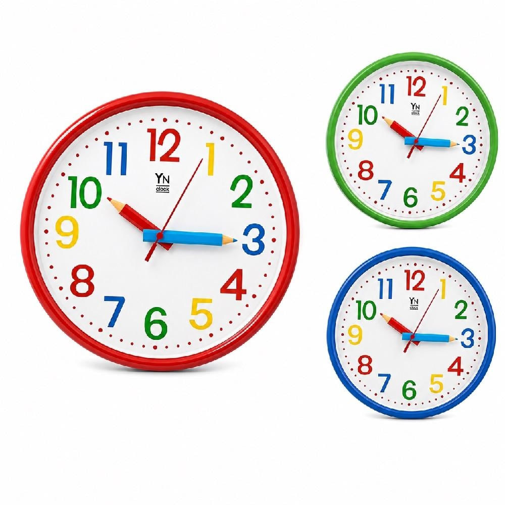 RELOGIO DE PAREDE INFANTIL 25CM EDUCATIVO COLORIDO ANALOGICO SILENCIOSO DECORACAO QUARTO BRINQUEDOTECA SALA AULA