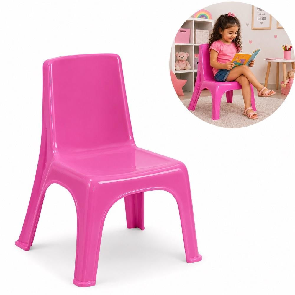 CADEIRA INFANTIL ROSA CADEIRINHA MULTIUSO COM ENCOSTO EMPILHAVEL BANQUETA PARA ESTUDO ESCOLA QUARTO CRIANCAS MENINAS