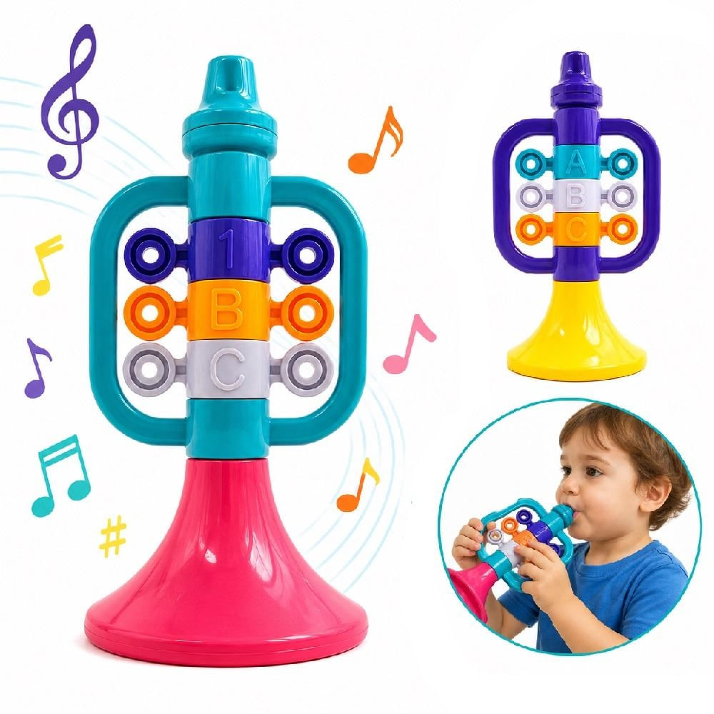 TROMPETE INFANTIL BRINQUEDO MUSICAL EDUCATIVO INSTRUMENTO PARA CRIANCAS FLAUTA SAXOFONE BANDINHA JAZZ DIDATICO LETRAS NU