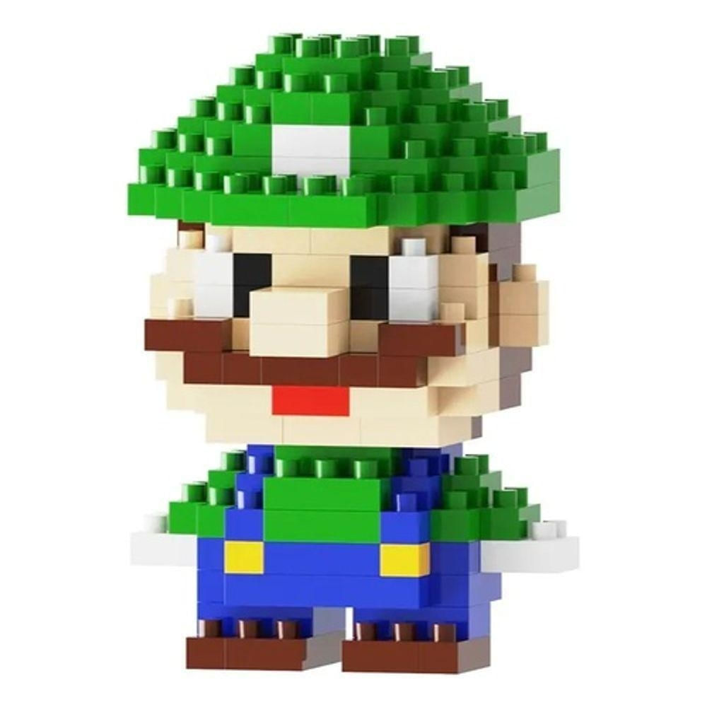 Mini Blocos de Montar Luigi Pixelado 164 Peças para Decoração e Montagem Verde