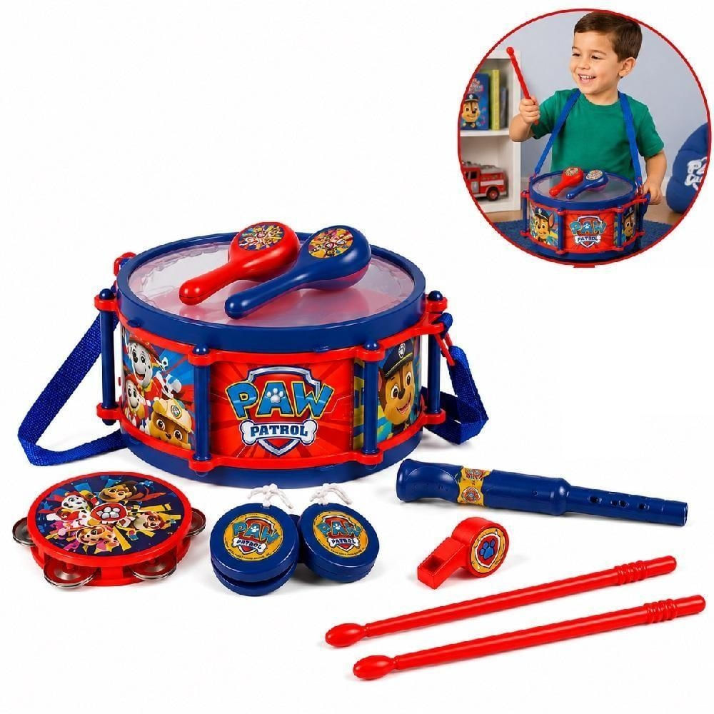 Bateria Infantil Patrulha Canina com 10 Peças Kit Musical Completo Amarelo Yeet