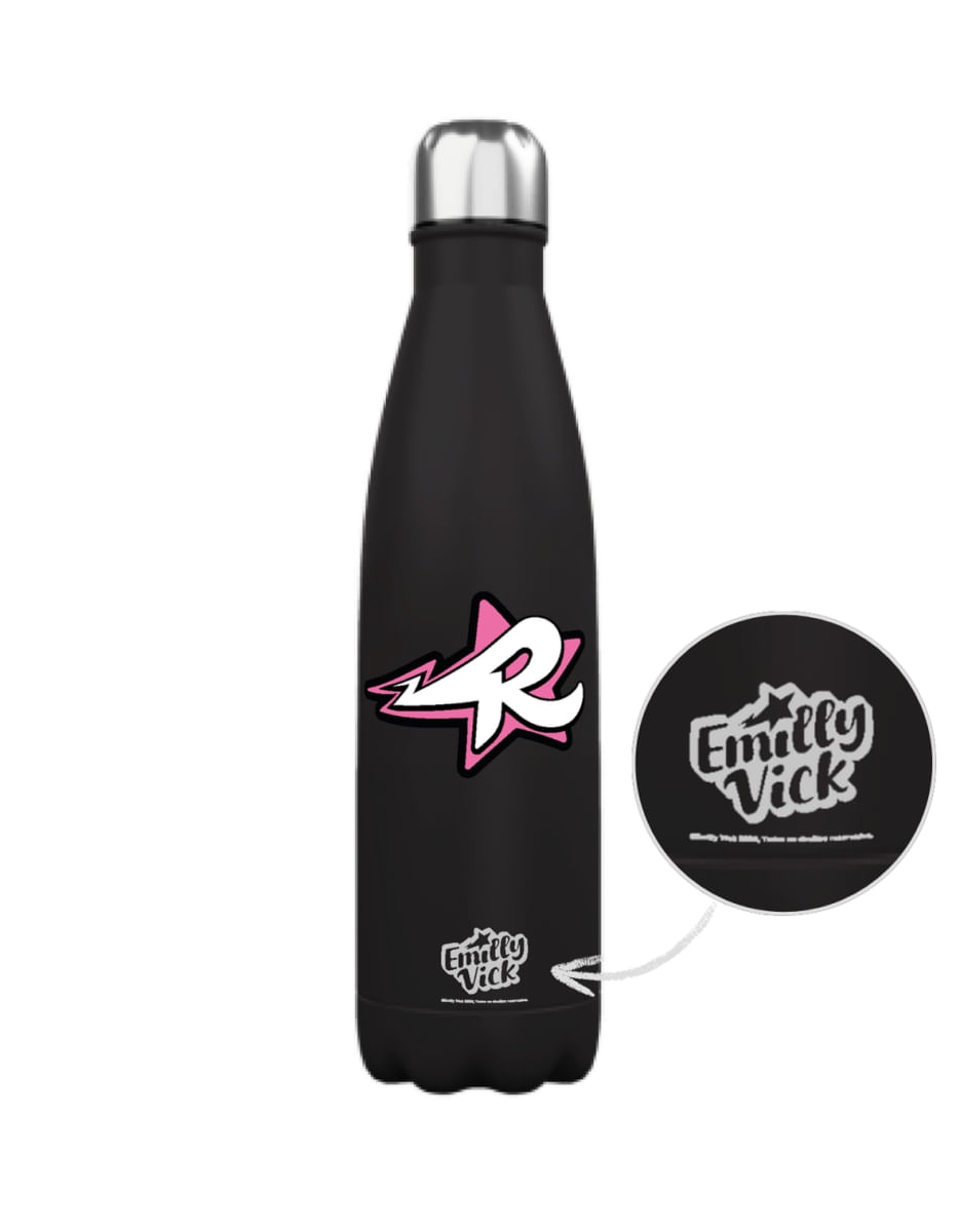 Garrafa de Inox Preta  Emilly Vick - Logo