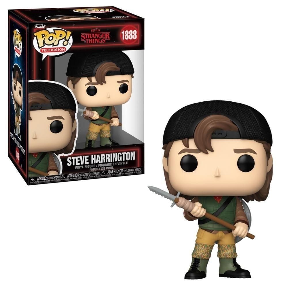 Boneco Colecionável Funko POP Stranger Things T5 com Lança Vinil Steve Azul Dourado Candide