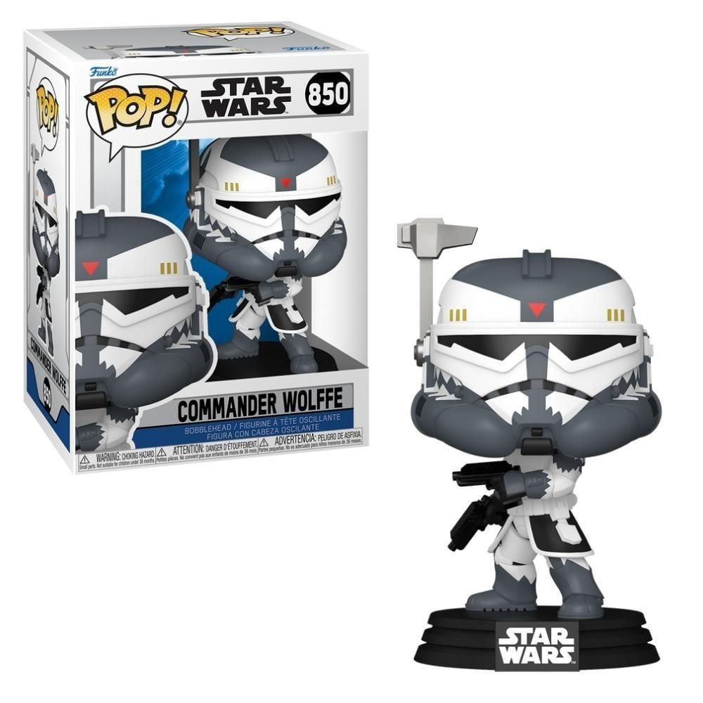 Boneco Colecionável Funko POP Comandante Wolffe com Blasters 16cm Vinil Star Wars Candide