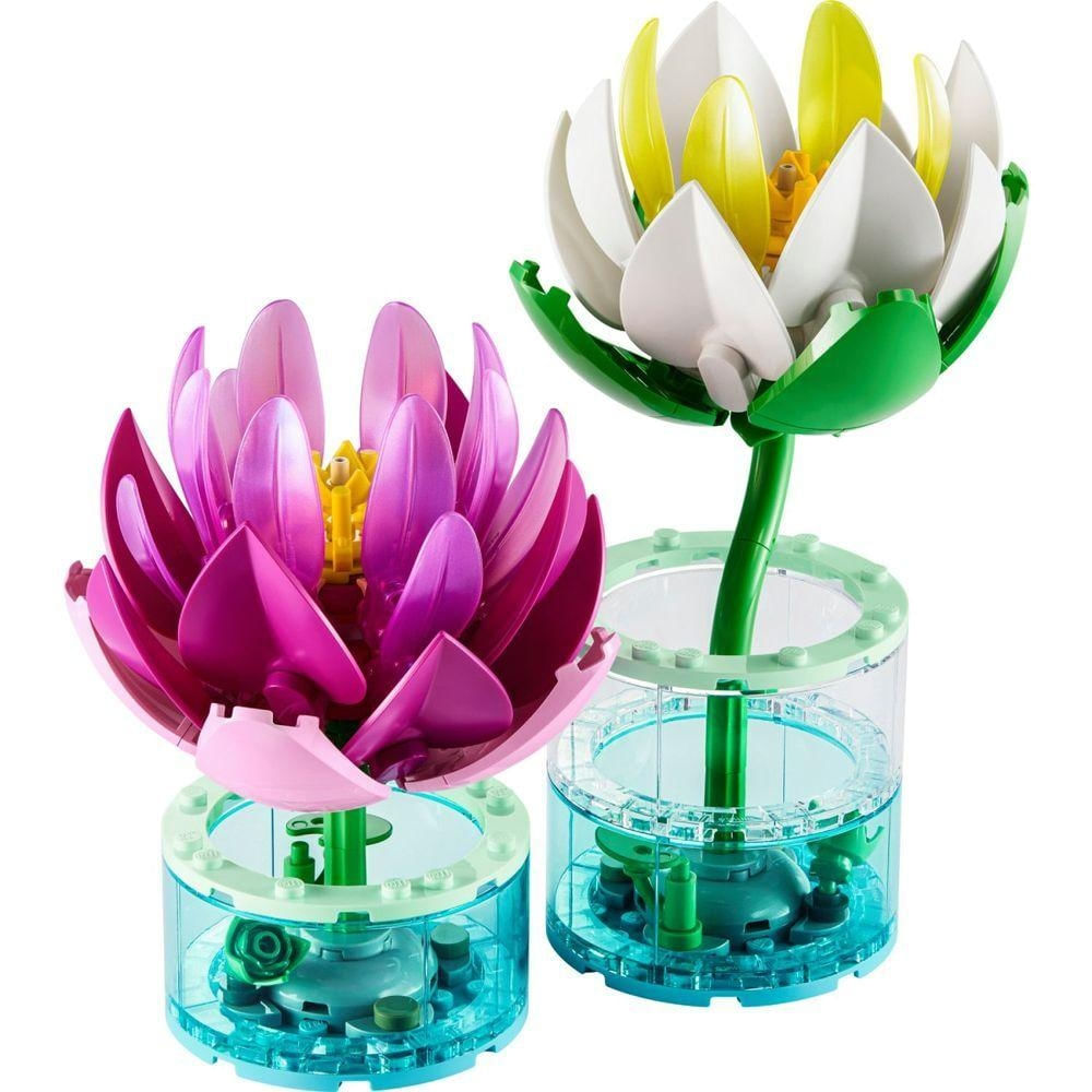 Conjunto de Construção Lírios D'água com 2 Flores em Branco e Rosa com Vasos Transparentes LEGO