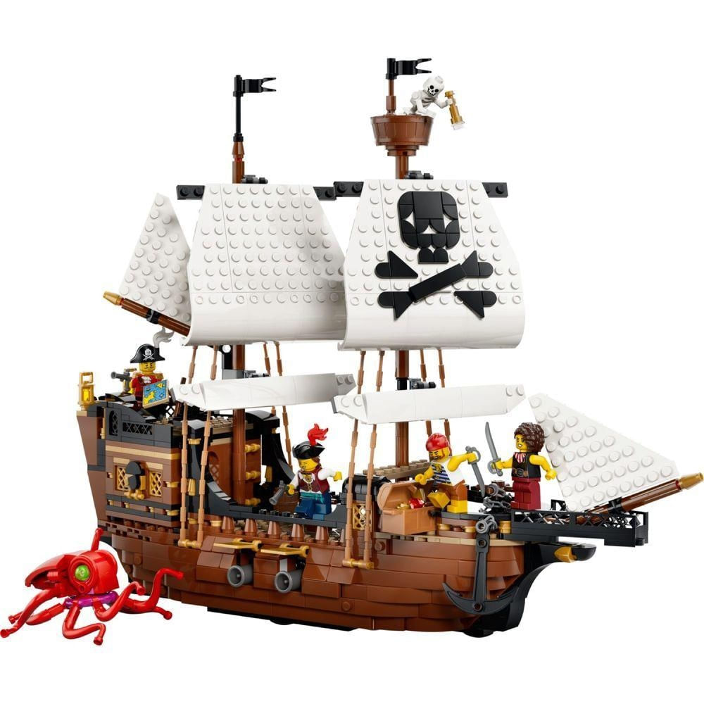 Brinquedo de Construção Navio Pirata Icônico 3 em 1 com Compartimento Secreto Branco Lego