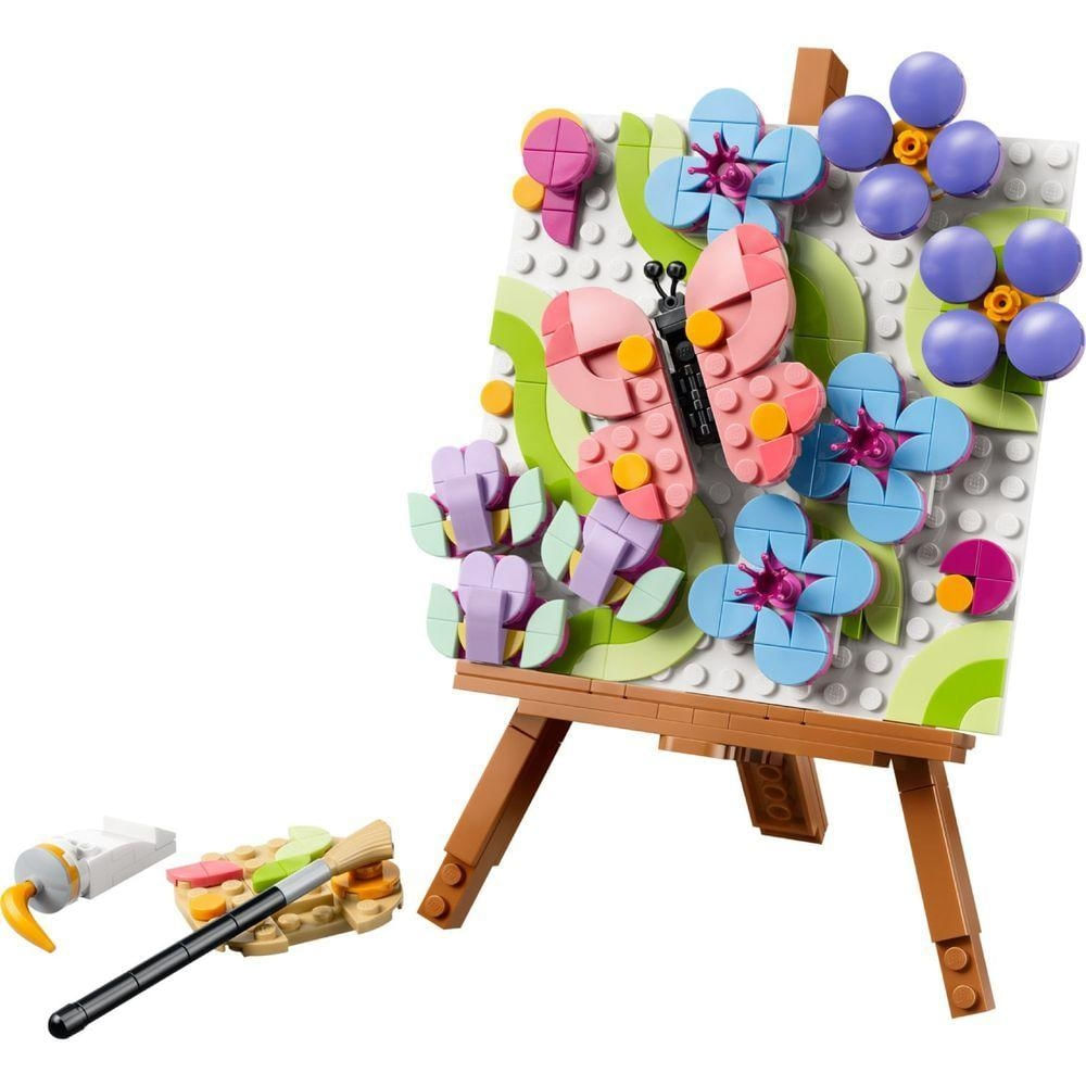 Brinquedo de Construção Pintura Decorativa de Arte 3 em 1 Cavalete e Flamingo Personalizável Lego