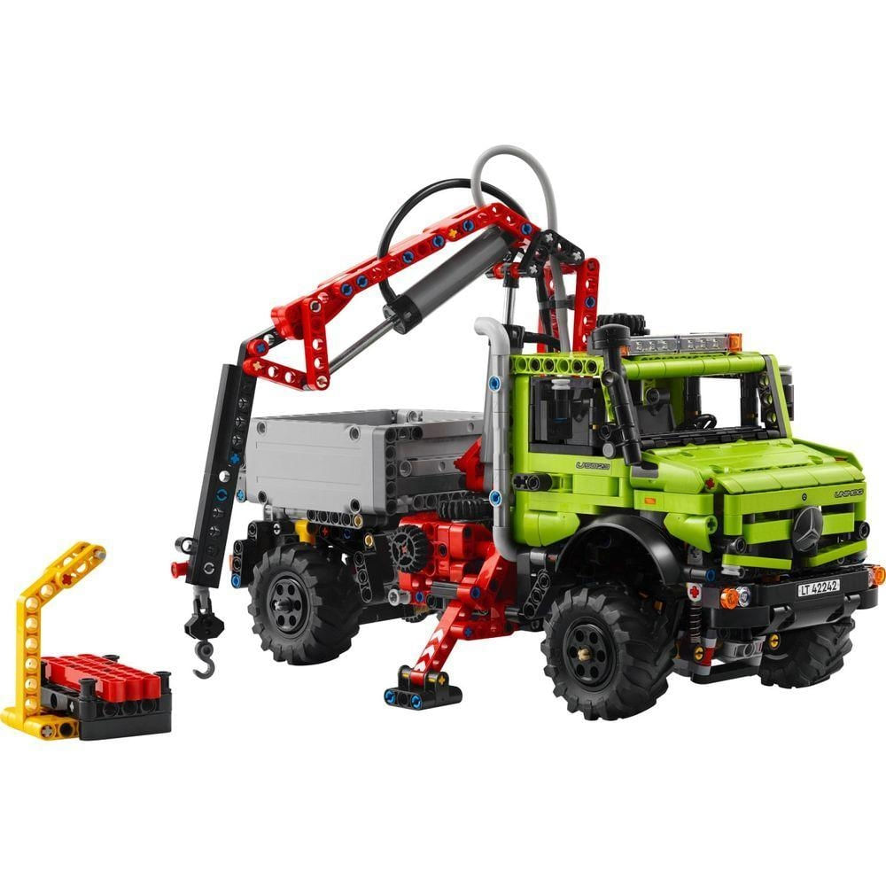 Caminhão de Construção Unimog U 5023 com Guindaste Articulado com Bomba Pneumática Verde Lego