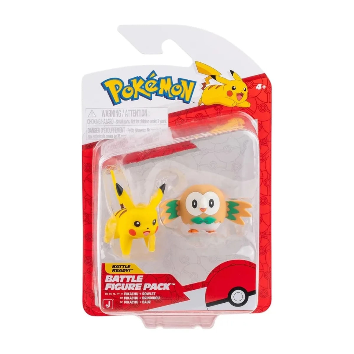 Bonecos Pikachu + Rowlet Pokémon Battle Figure Pack Jazwares