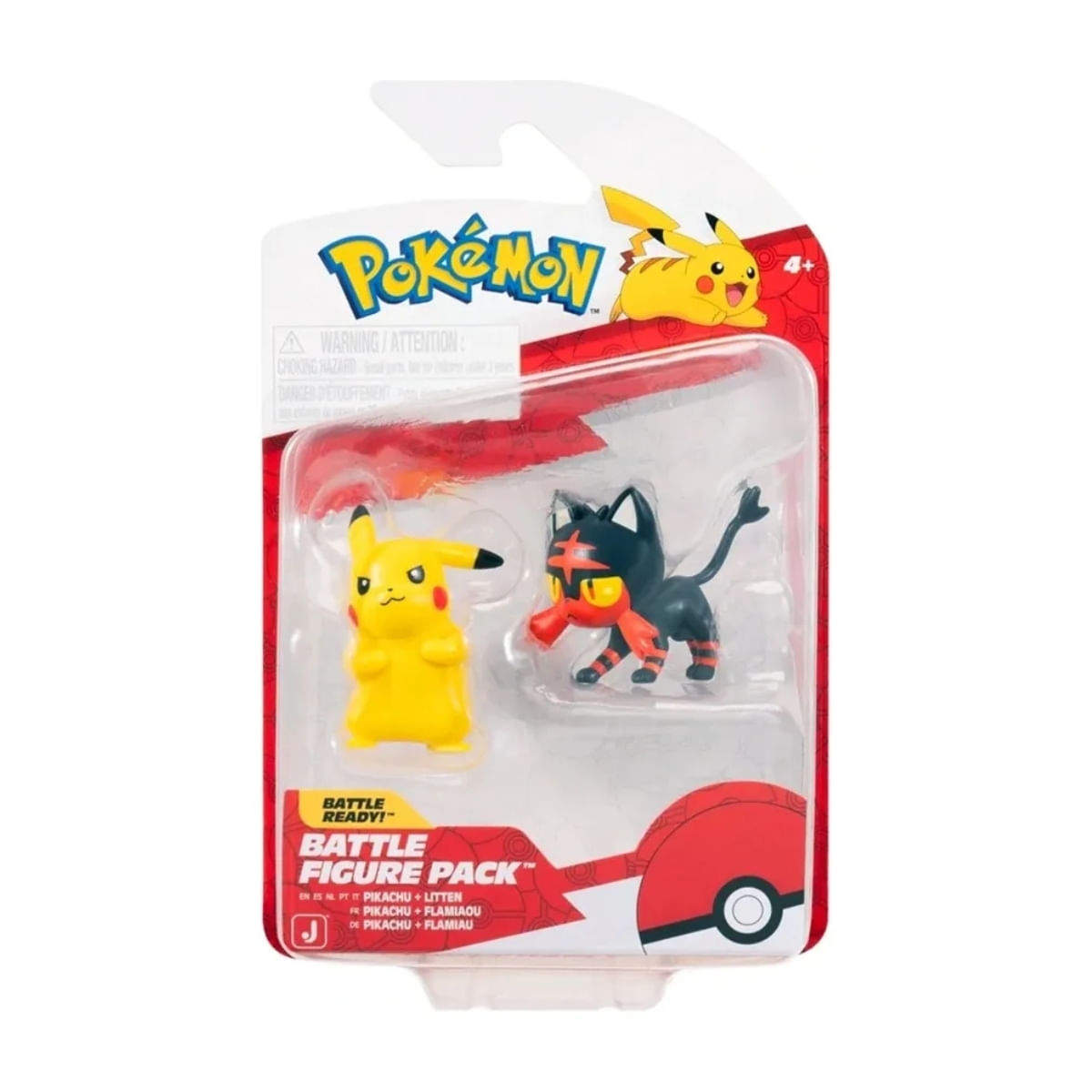 Bonecos Pikachu + Litten Pokémon Battle Figure Pack Jazwares
