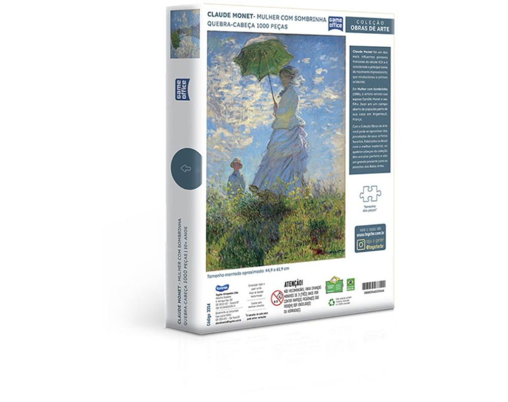 Quebra Cabeça Claude Monet Mulher Com Sombrinha 1000 Peças