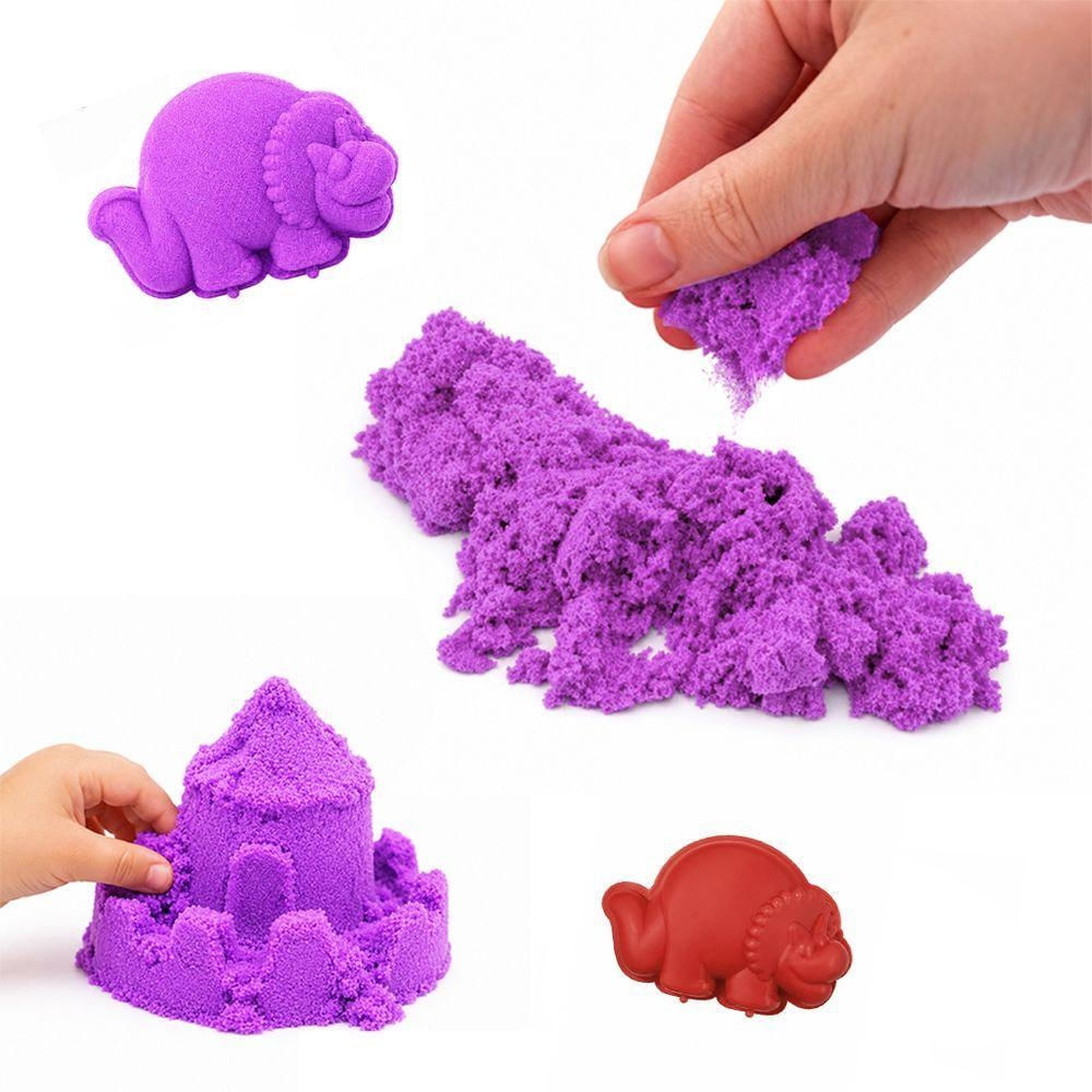 Areia de Modelar Dinossauro para Brincadeira Sensorial com Molde Roxo Draik 300g