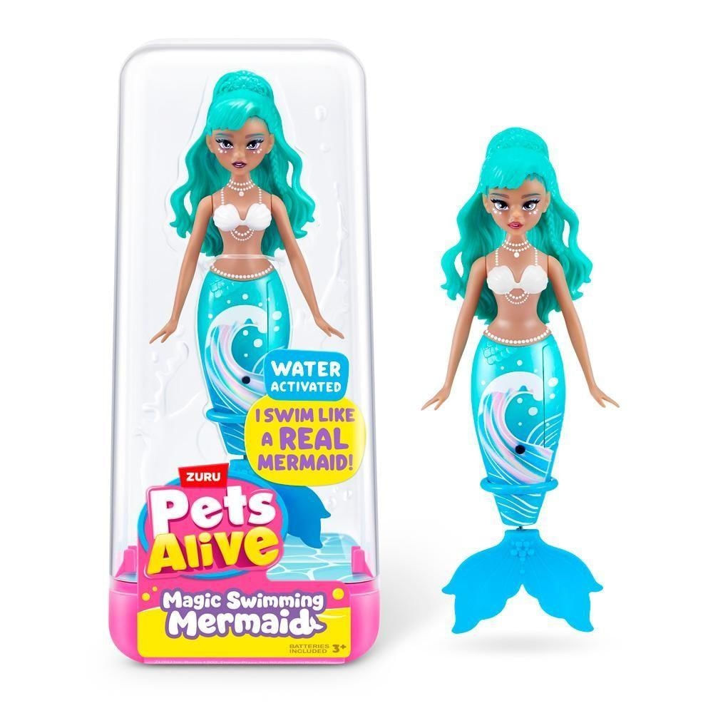 Brinquedo Boneca Nadadora Pets Alive Sereia Mágica Movimentos Realistas na Água Azul Candide