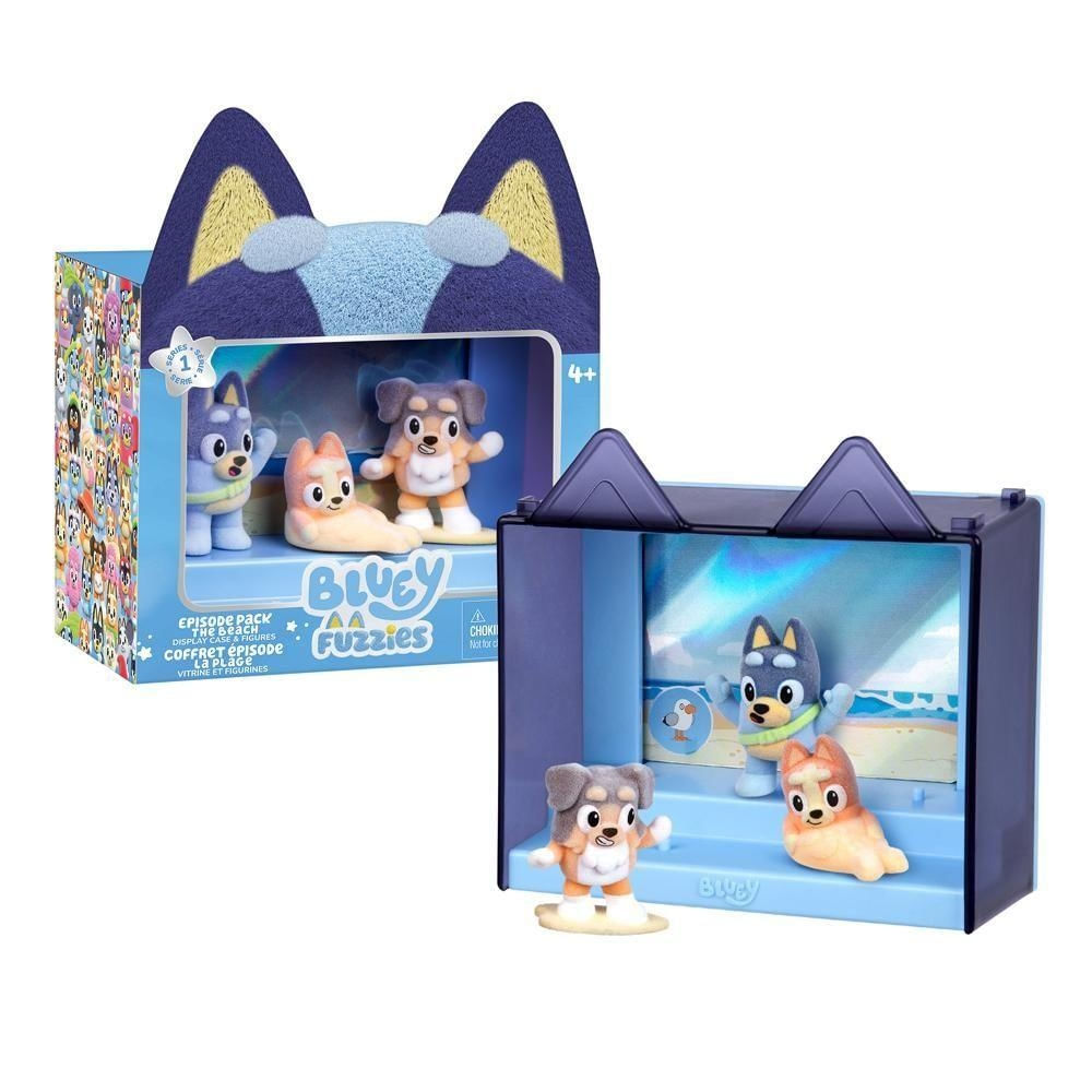 Kit 3 Bonecos Colecionáveis Bluey Fuzzies a Praia Figuras Flocadas Macias ao Toque Candide 12CM 3
