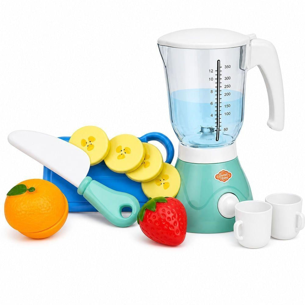 Liquidificador Infantil Meu Primeiro Kit de Sucos 14 Peças Branco Yes Toys 11CM