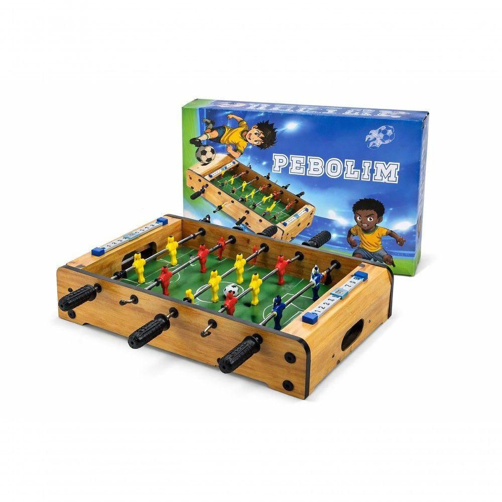 Pebolim Mesa Madeira Portátil Jogo Futebol com Estrutura Resistente Marrom Dute Brasil