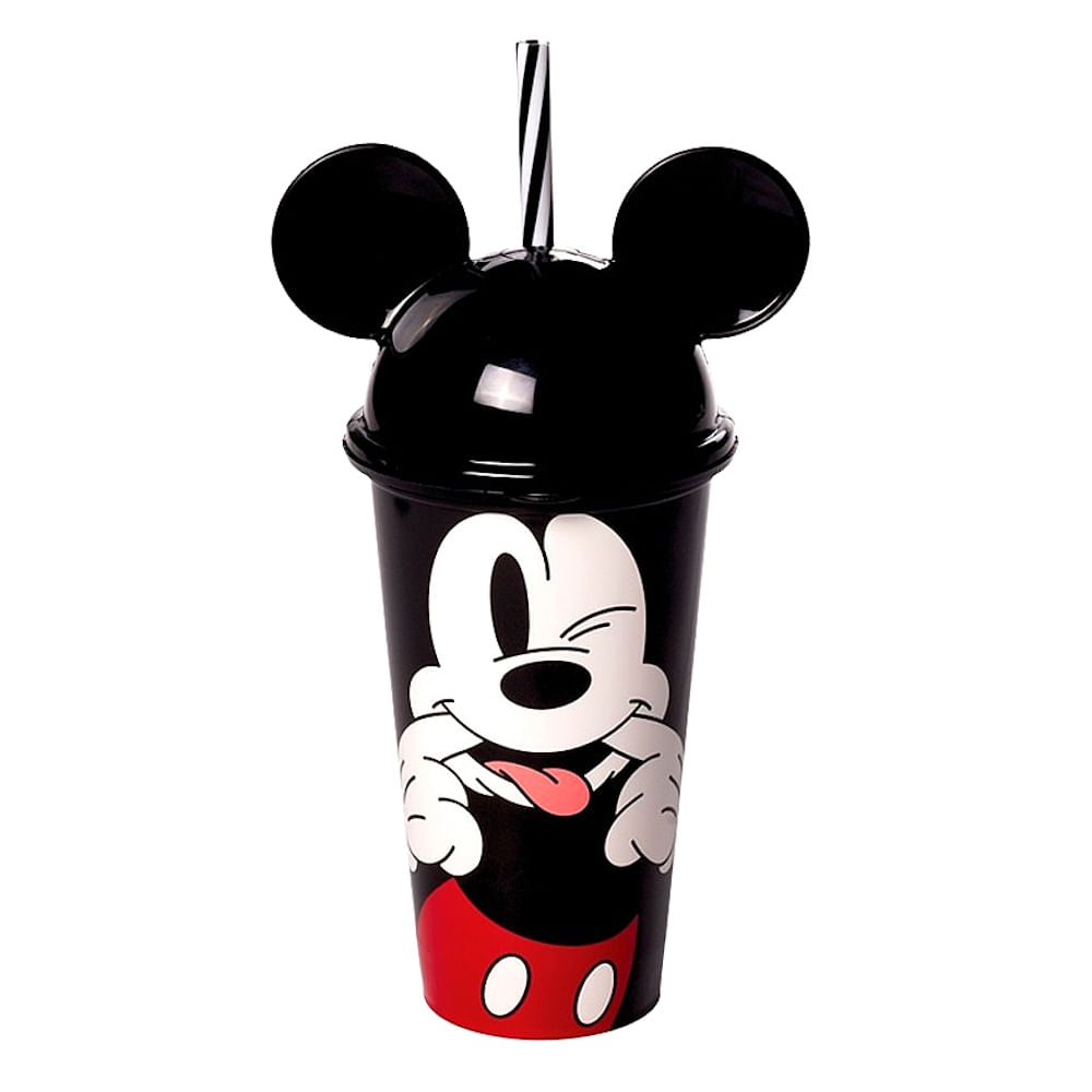 Copo Shake Infantil Canudo E Orelhas Do Mickey Disney 500ml