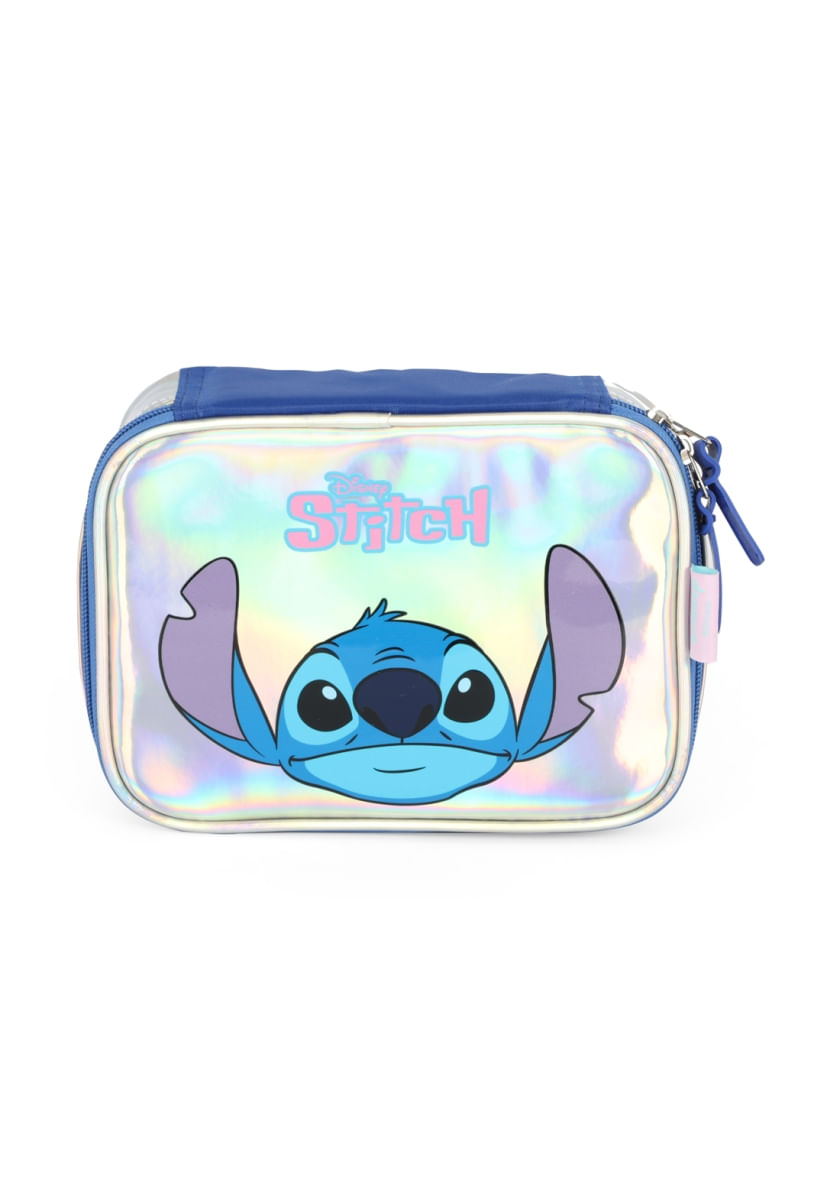 Estojo Escolar Box Stitch Holográfico Prata - Luxcel