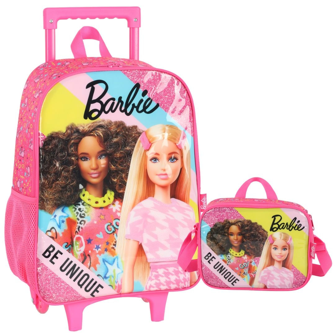 Kit Mochila de Rodinha e Lancheira Barbie Be Unique - Luxcel