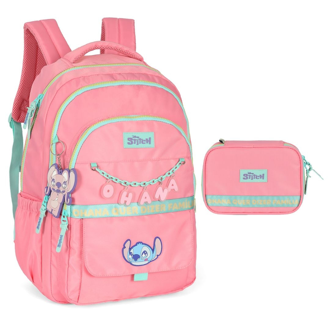 Mochila c/ Alça para Costas e Estojo Box Stitch Ohana Luxcel