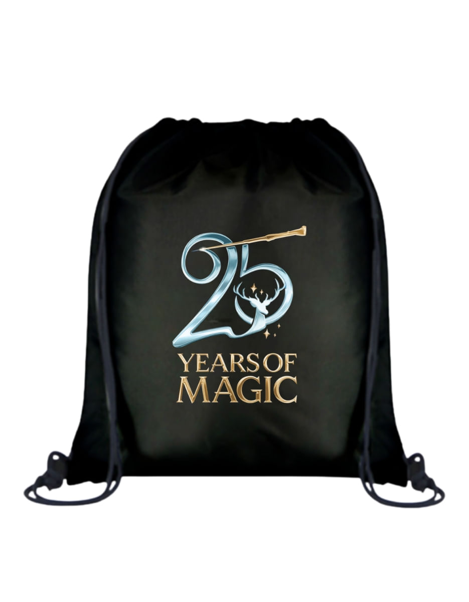 String Bag Harry Potter - 25 Anos de Magia - Preta