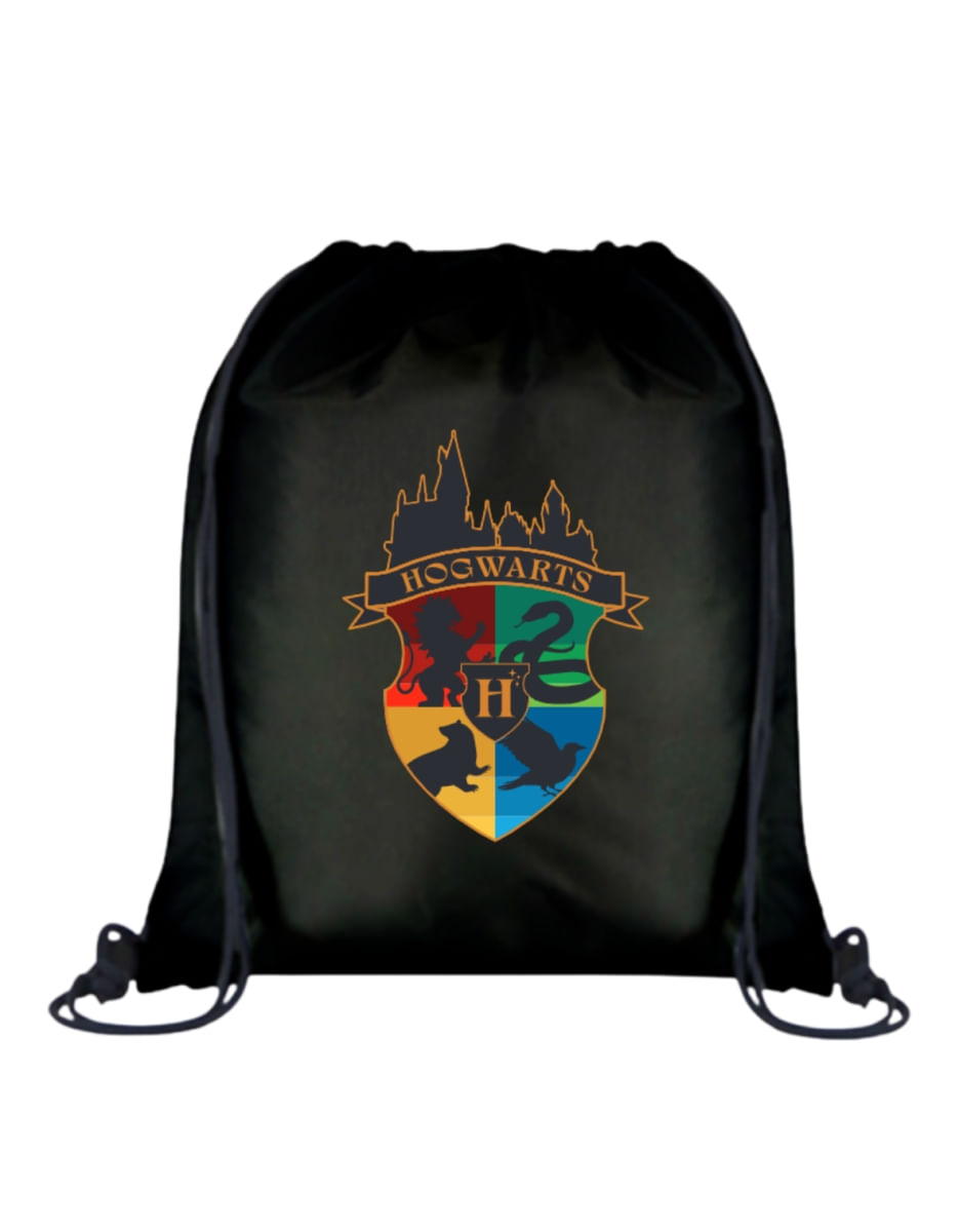 String Bag Harry Potter - Hogwarts - Preta