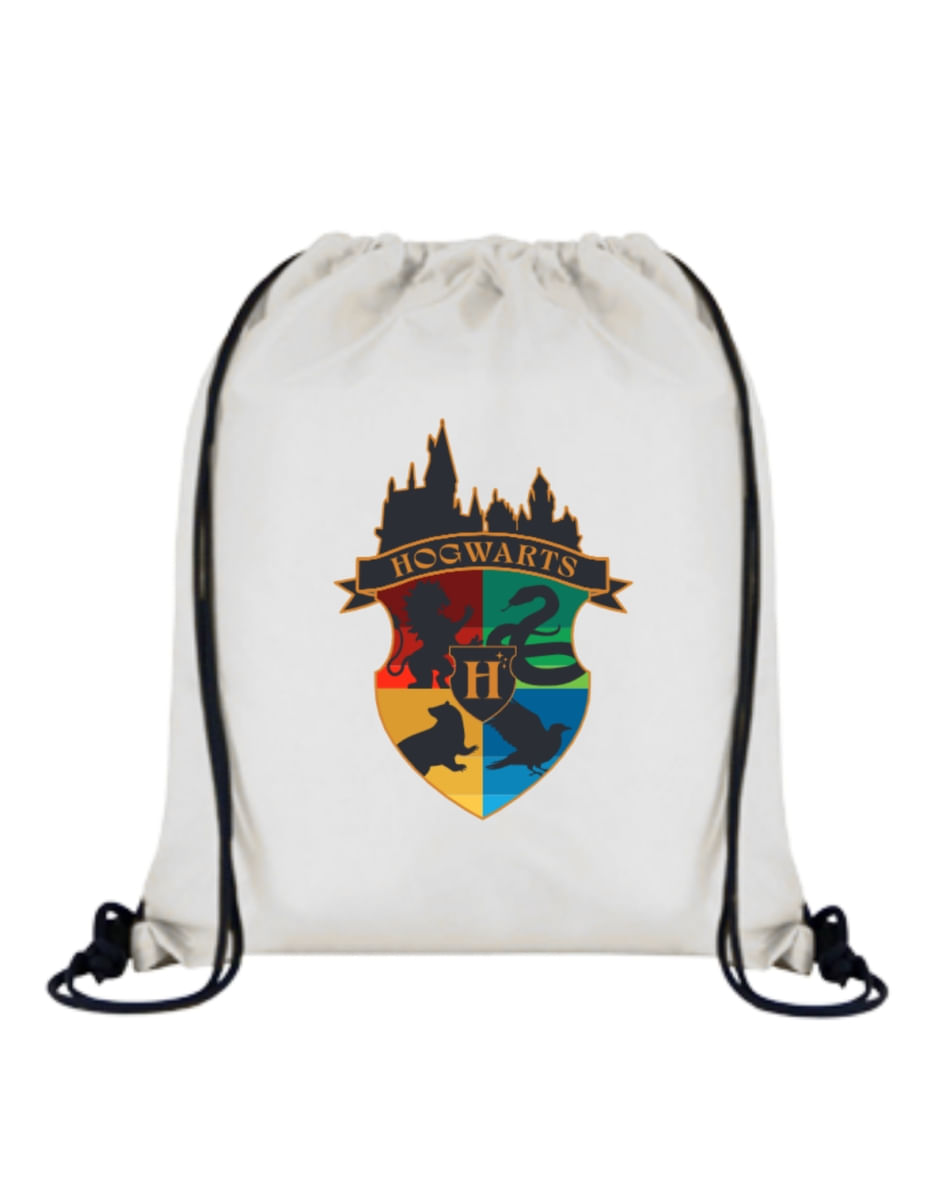 String Bag Harry Potter - Hogwarts - Branca