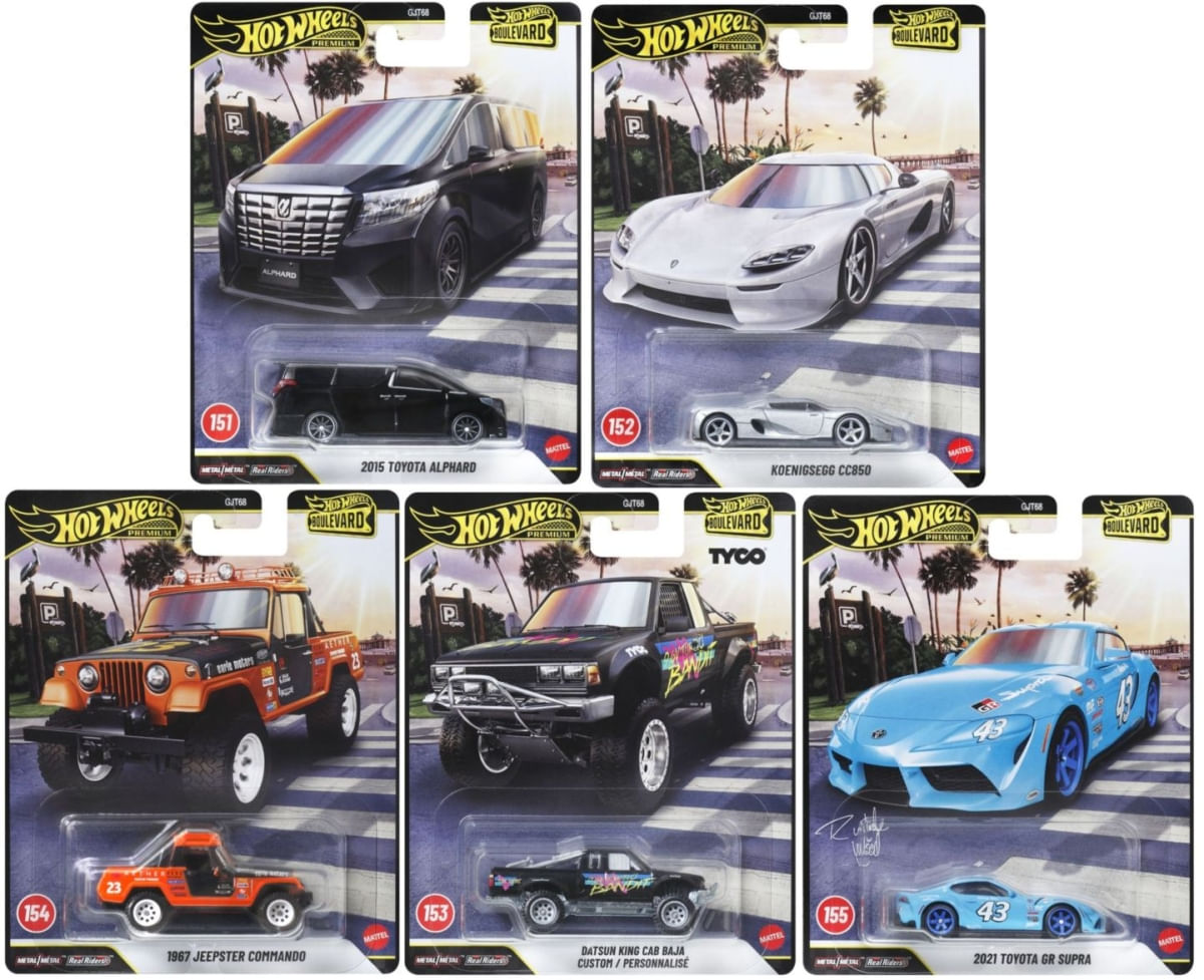 Coleção com 5 Miniaturas Boulevard - Mix C 2026 - 1/64 - Hot Wheels Premium