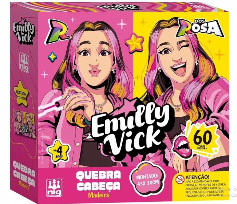 QUEBRA CABEÇA EMILLY VICK DOS ROSA 60 PEÇAS MADEIRA - NIG