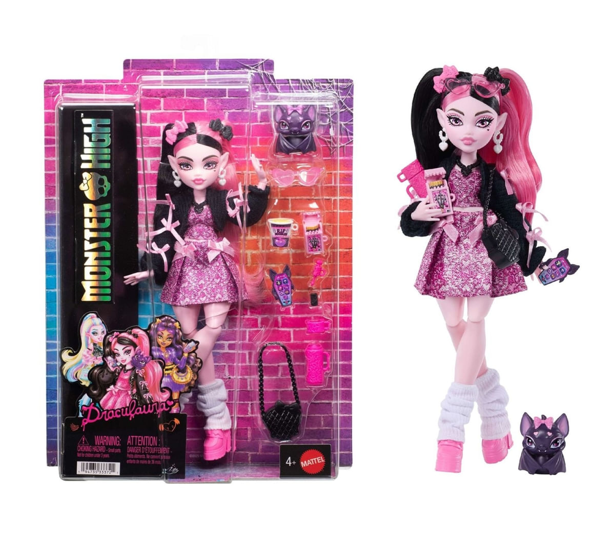 Boneca Draculaura Monster High c/ Pet Count Fabulous e Acessórios - JHK29 - Mattel