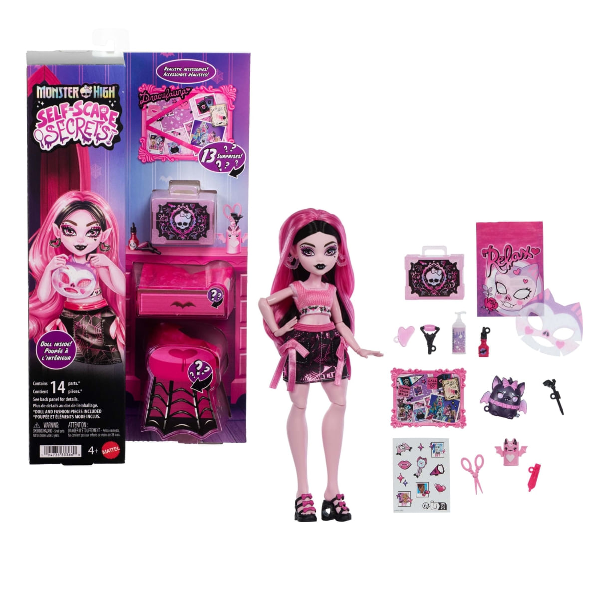 Boneca Draculaura Monster High Self-Scare Secrets c/ 13 Acessórios - Mattel