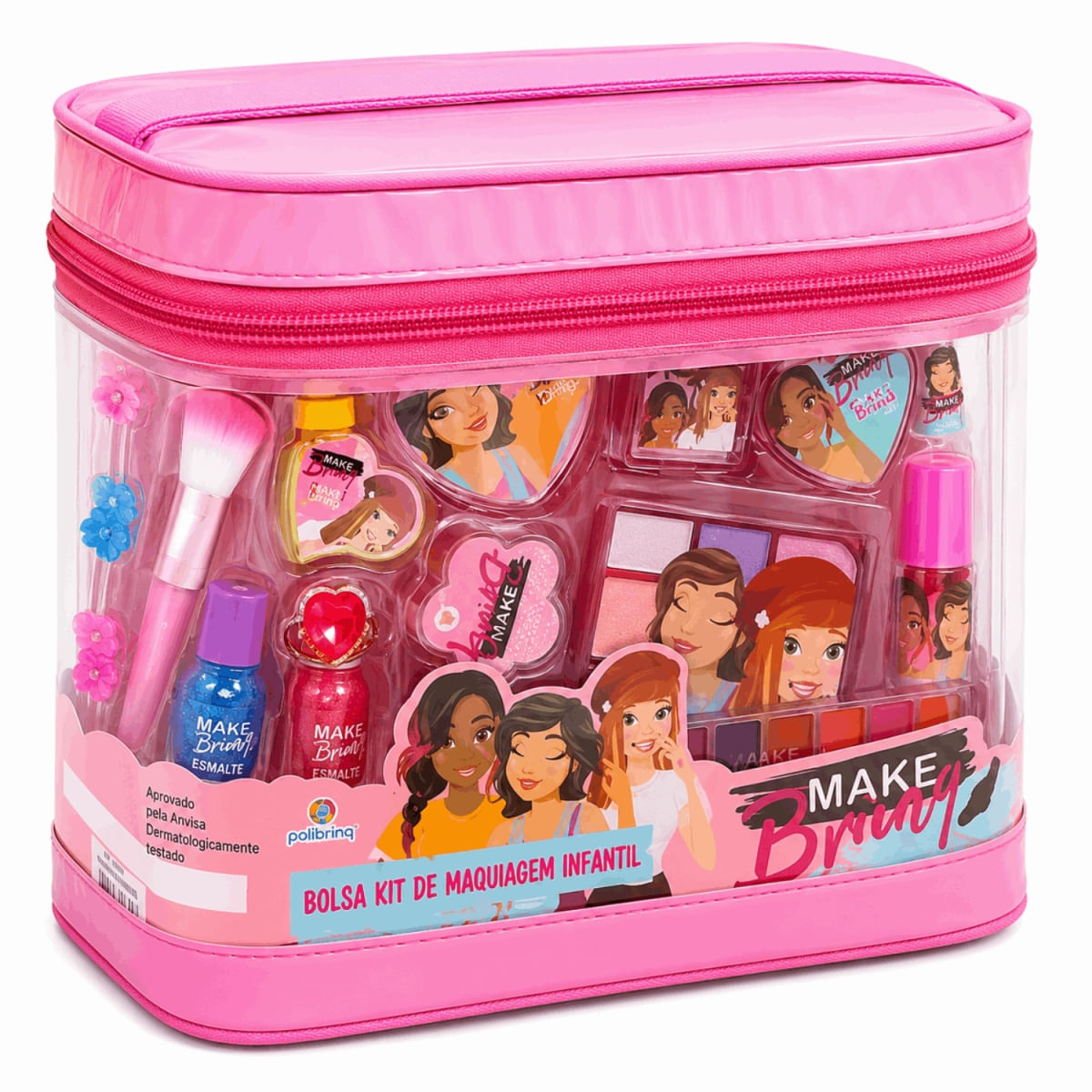 Kit Maquiagem Infantil MakeBrinq Completo com Bolsa MK03 - Polibrinq