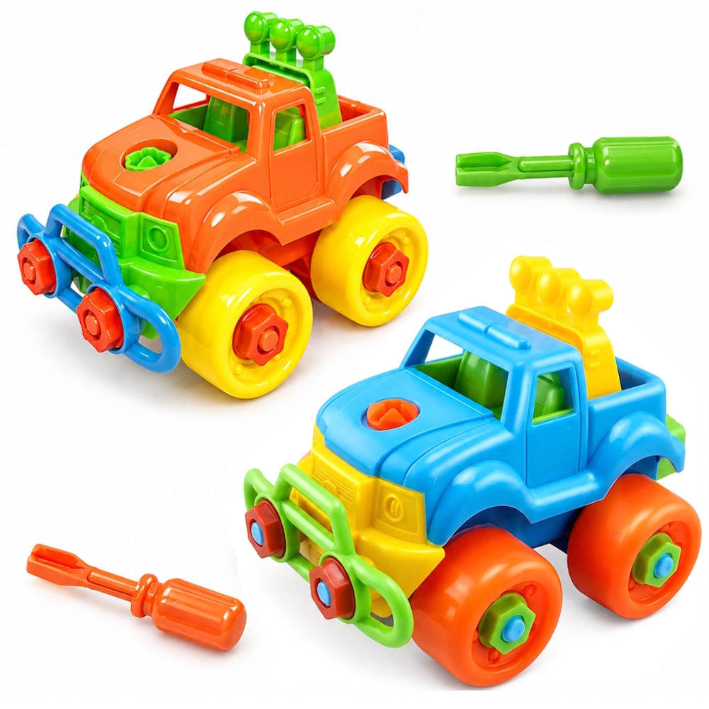 Kit Caminhonete Monta Desmonta Infantil Plástico Carrinho